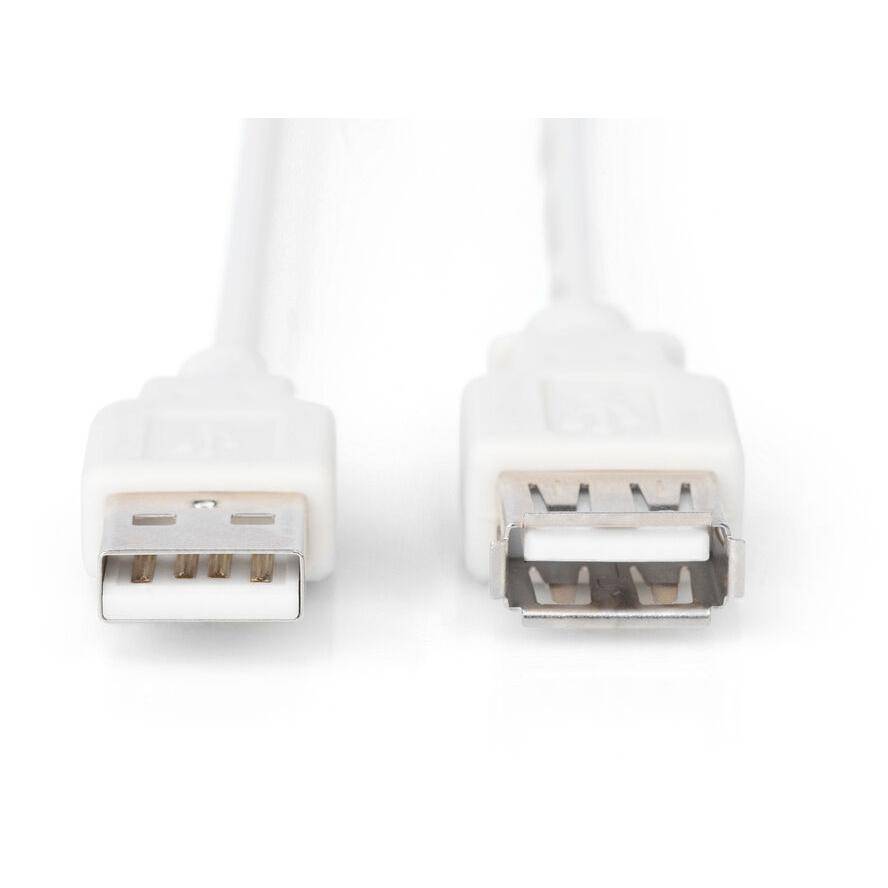 Digitus USB-Kabel USB 2.0 USB-A Stecker, USB-A Buchse 1.80 m Beige AK-300202-018-E