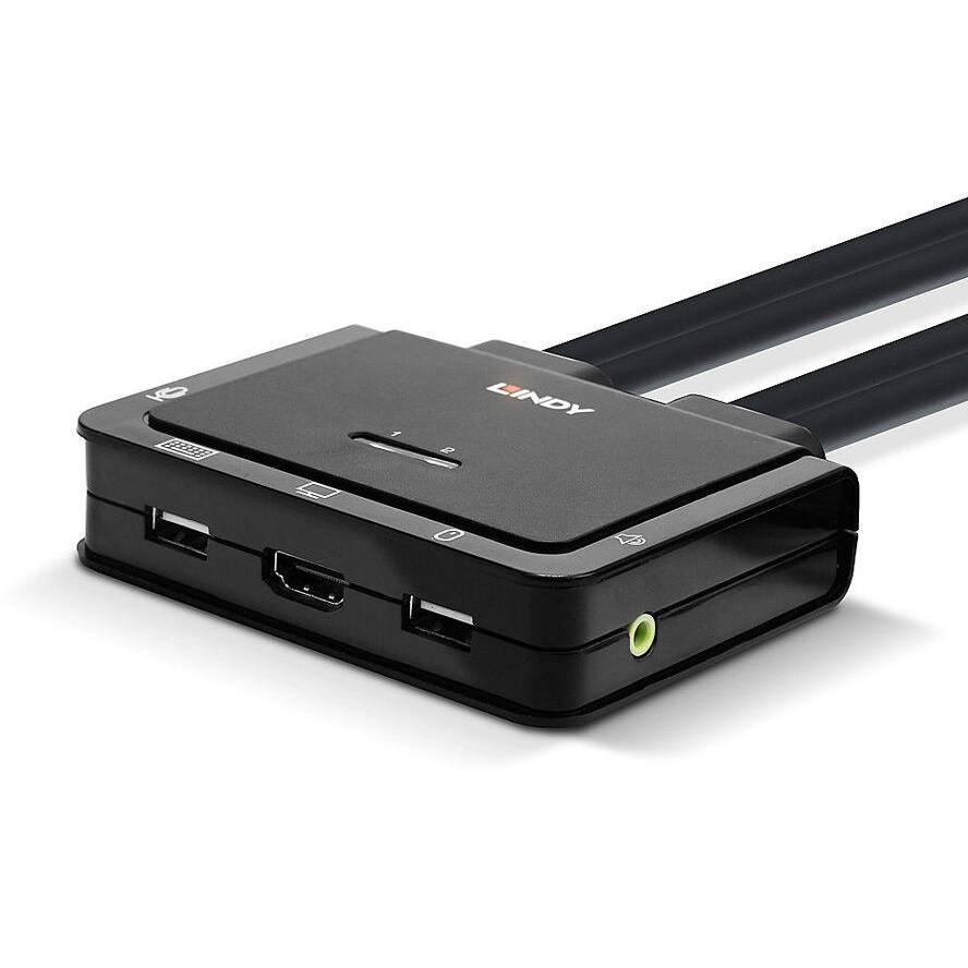 Lindy 2 Port HDMI 2.0, USB 2.0 &amp; Audio Cable KVM Switch - KVM-/Audio-Switch - 2