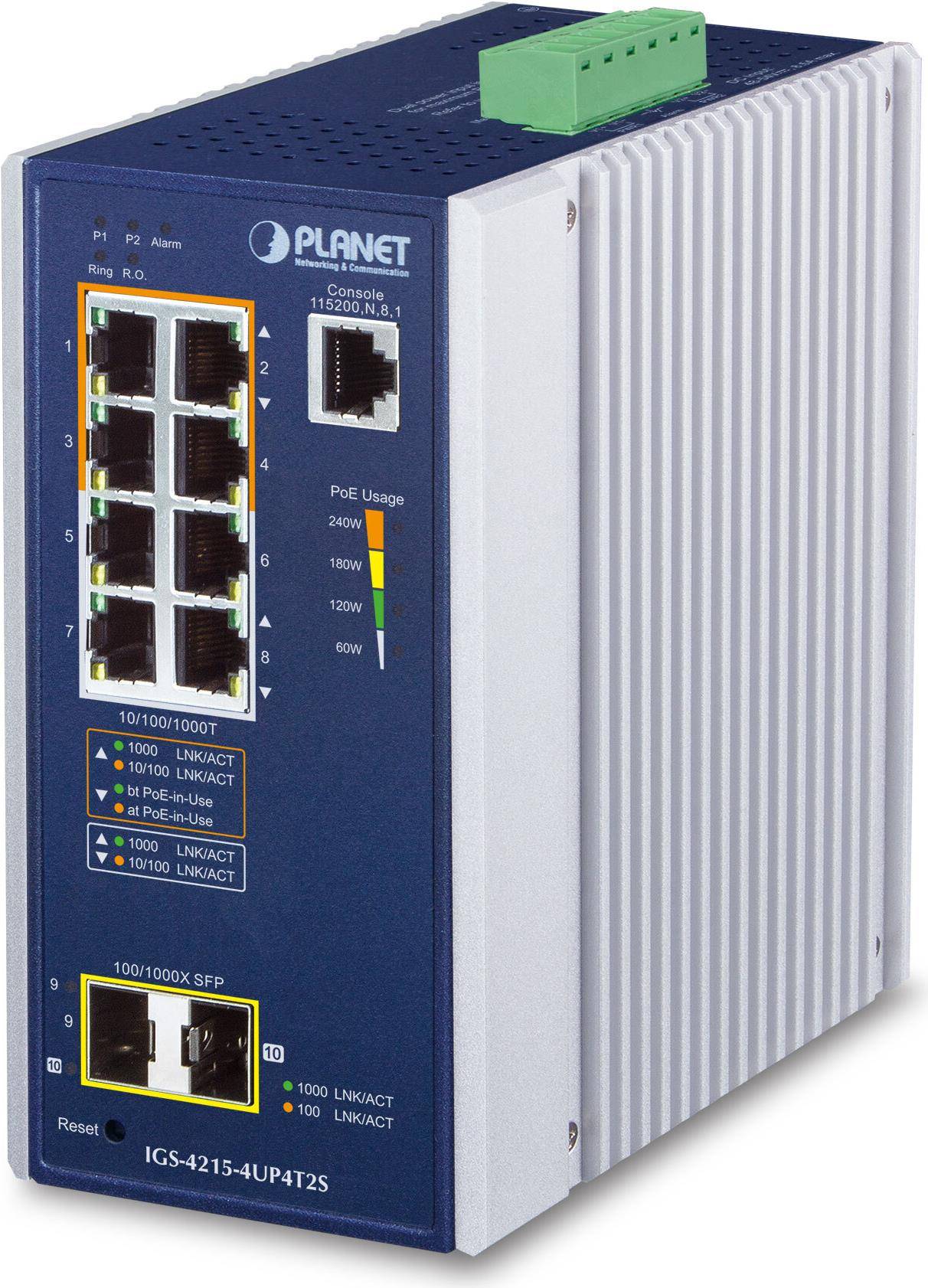 Planet IGS-4215-4UP4T2S, Managed, L2/L4, Gigabit Ethernet (10/100/1000), Vollduplex, Power over