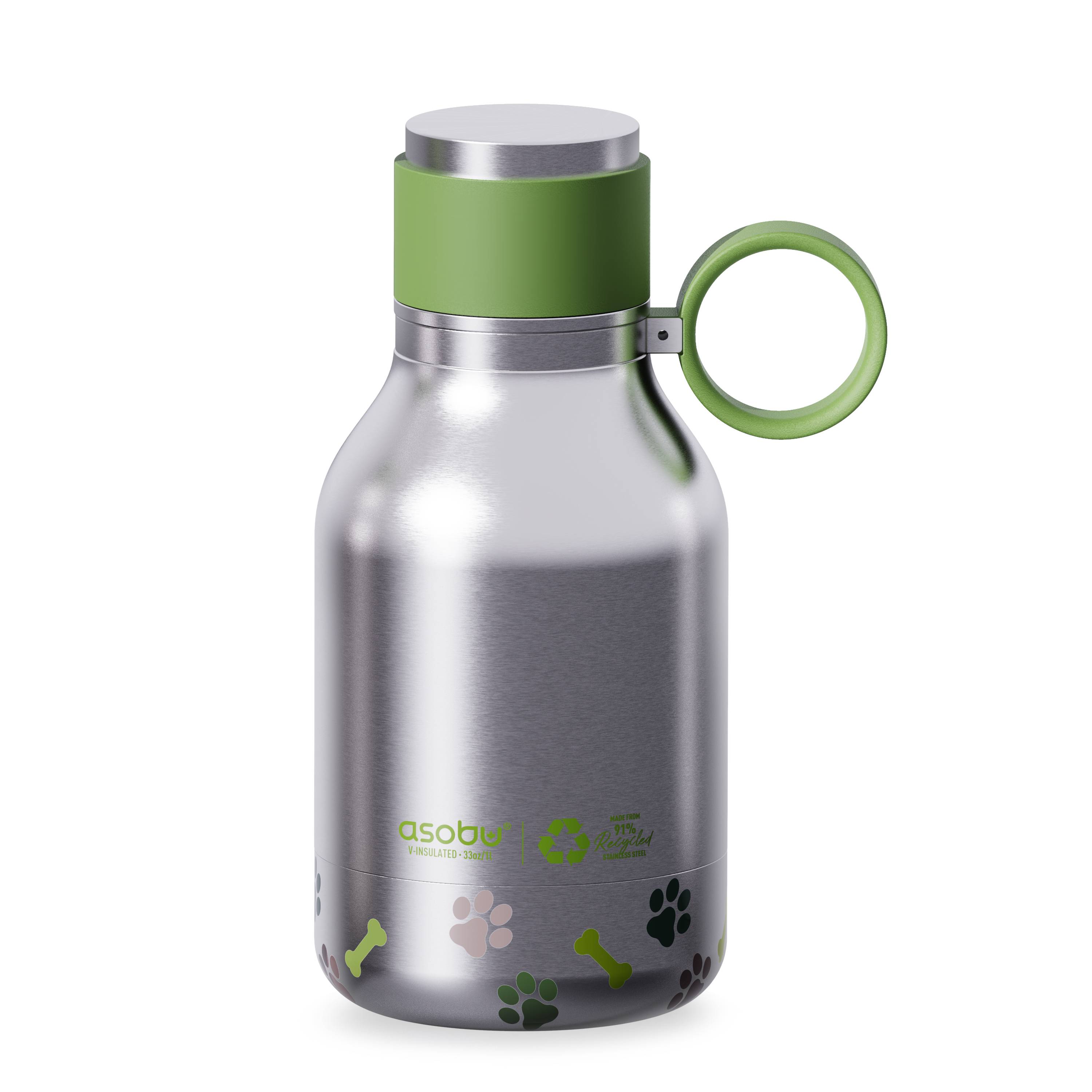 Asobu Dog Bowl - recycelte Edelstahlflasche mit Hundenapf Silber