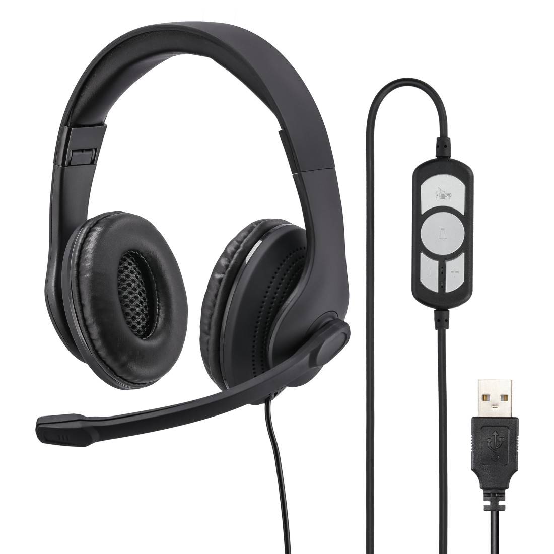 hama 00139924 PC-Office-Headset "HS-USB300", Stereo, Schwarz
