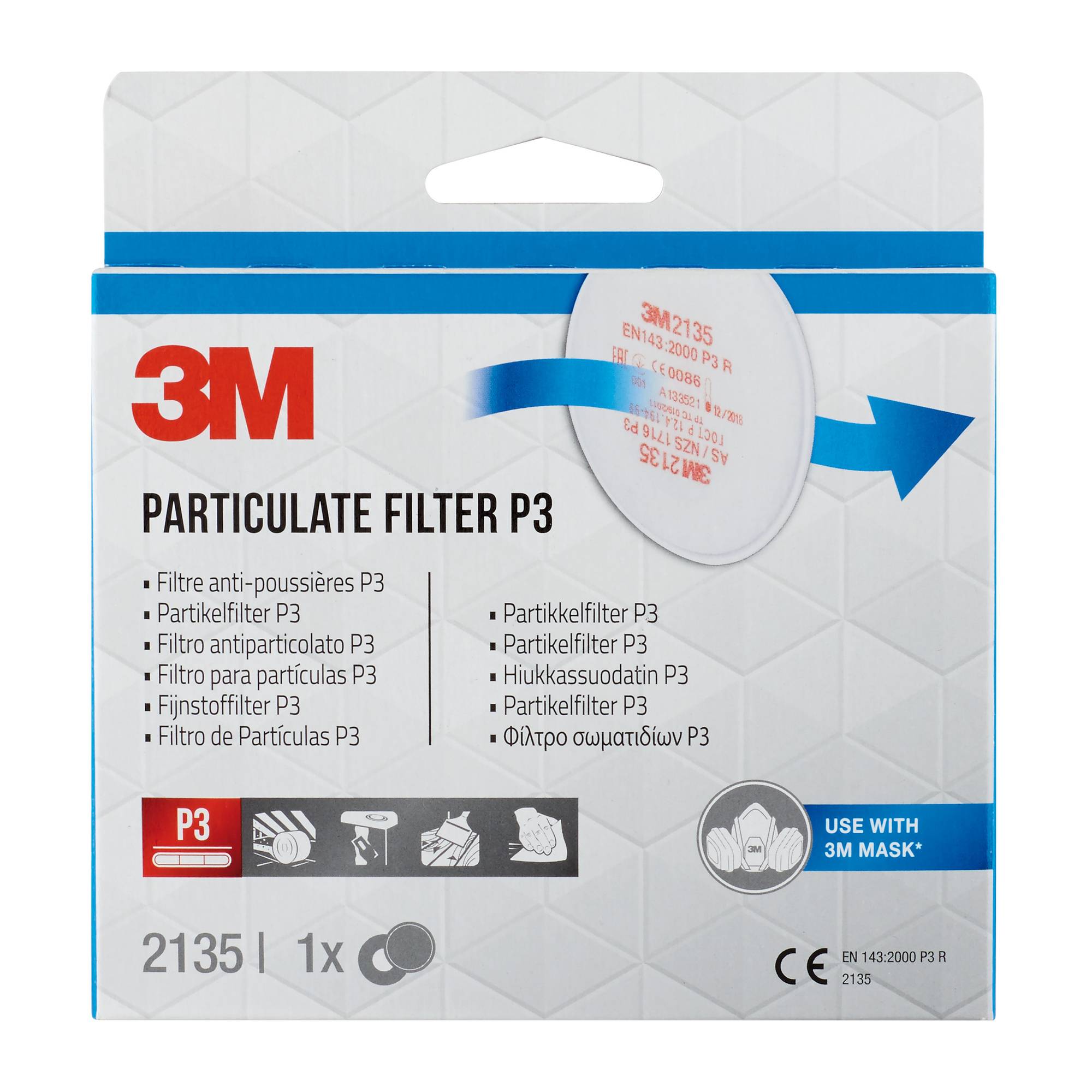 3M Highland 2135PRO1, Partikelfilter, 1 Stück(e), P3, Half Facepiece Reusable Respirators 6000 Series