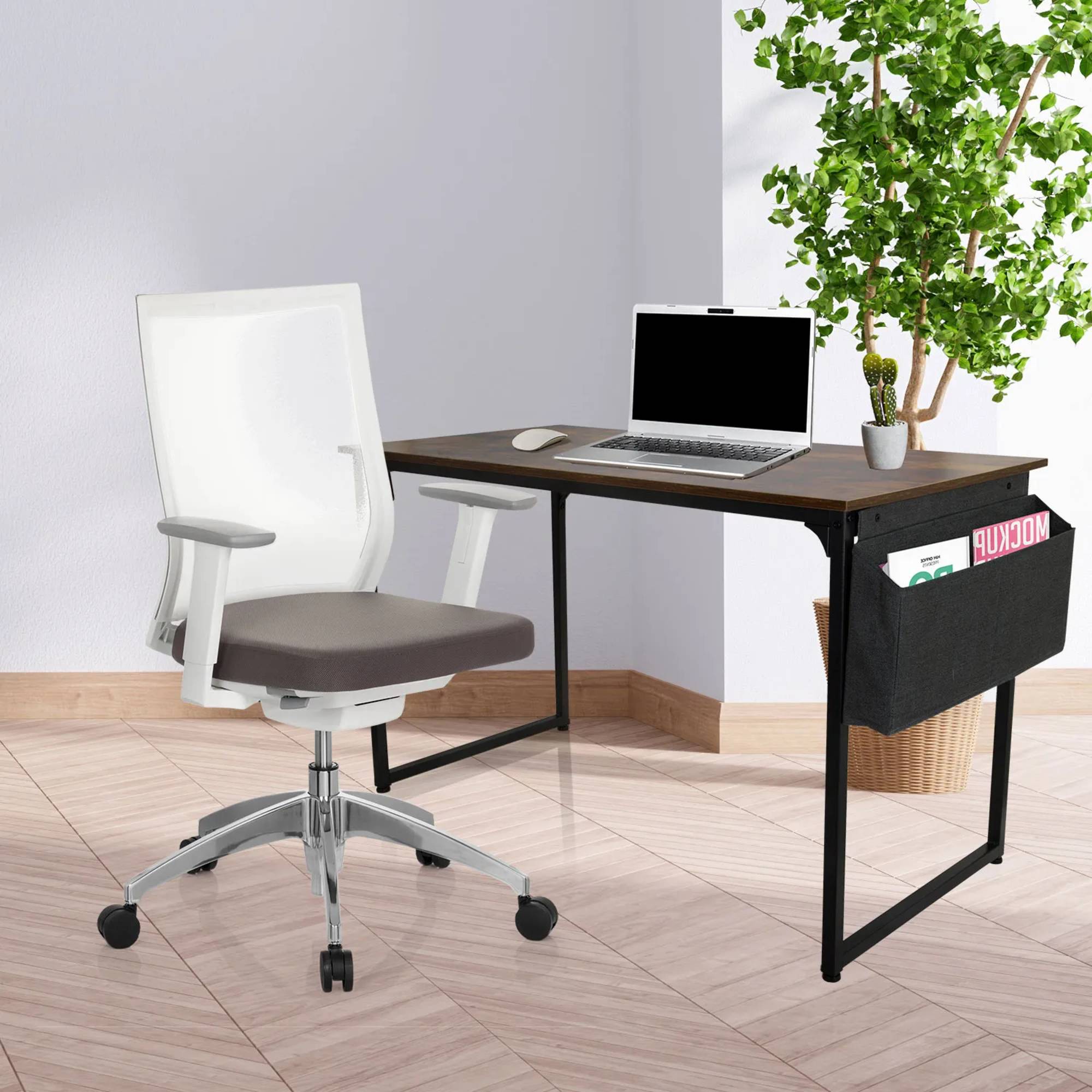 Bürostuhl Drehstuhl ASPEN WHITE Netzstoff transparent Sitz Stoff grau hjh OFFICE
