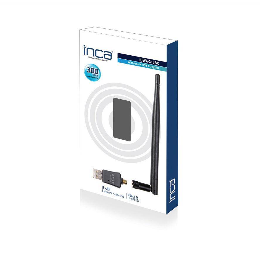 INCA IUWA-313BX INCA WL-USB Adapter IUWA-313BX 5dBi, 2,4GHz, 300Mbps, WL-N retail