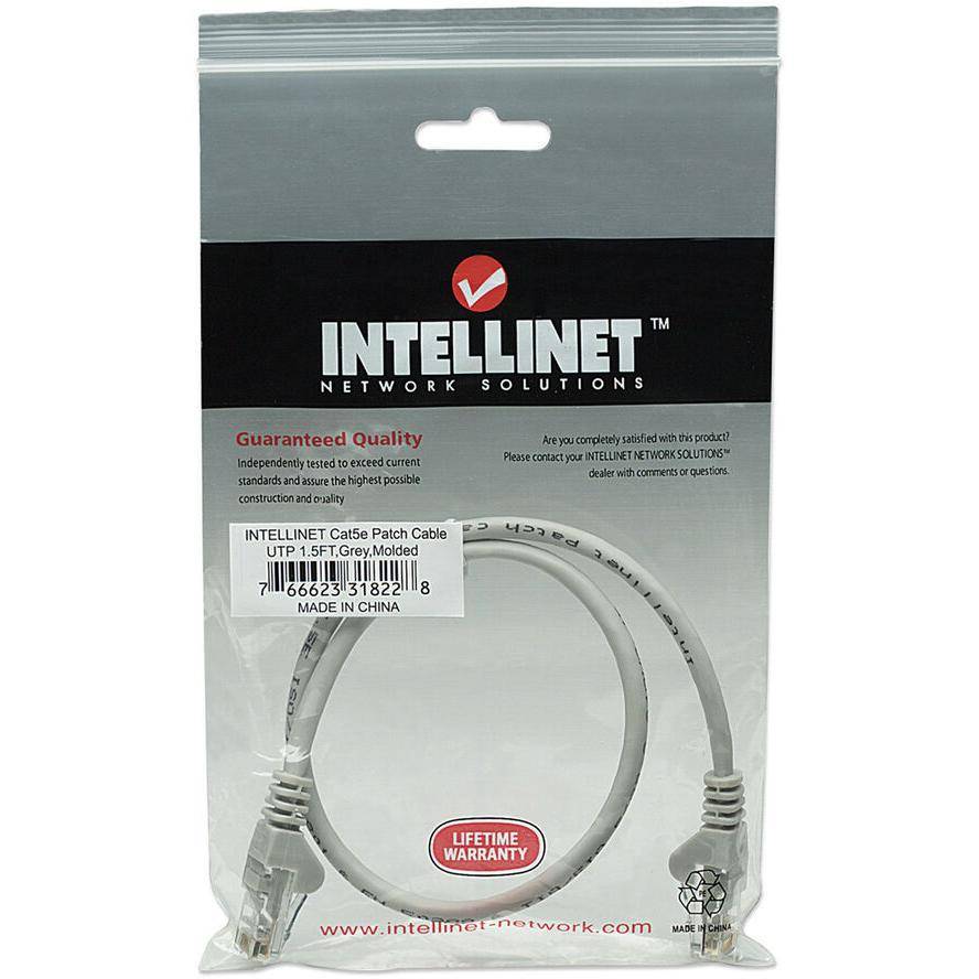 Intellinet 318228 RJ45 Patchkabel CAT 5e U/UTP 0.50 m Grau 1 St.