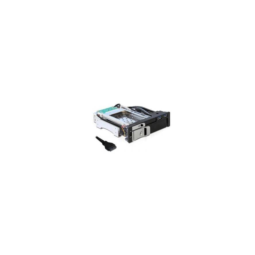 DeLOCK 5.25 Mobile Rack for 1 x 2.5 + 1 x 3.5 SATA HDD + 2 x USB 3.0 Ports - Mobiles Speicher-Rack - 2.5", 3.5" (6.4 cm,
