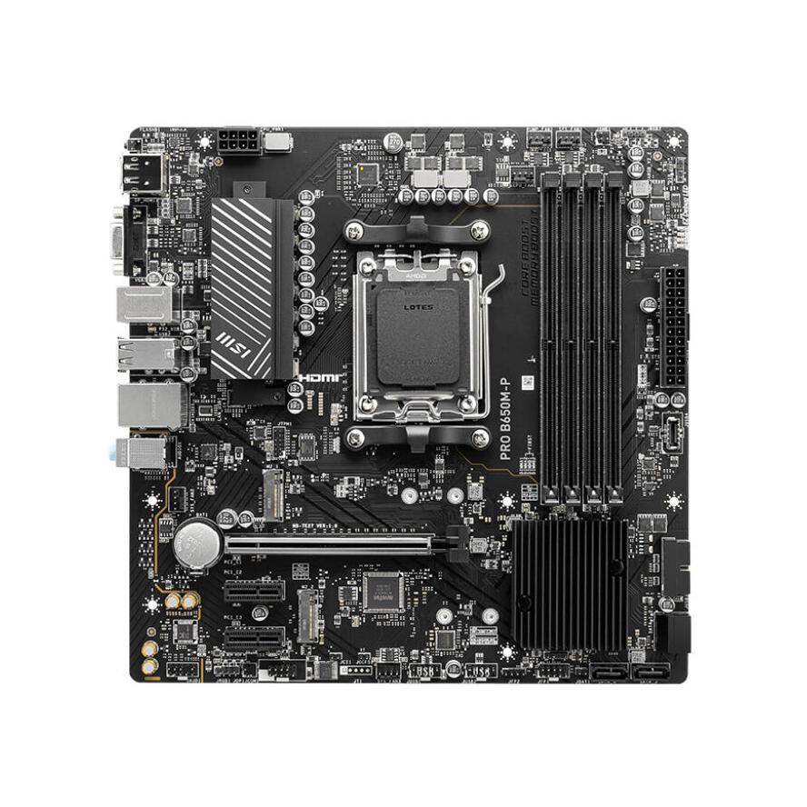 MSI PRO B650M-P - Motherboard - micro ATX - Socket AM5 - AMD B650 Chipsatz - USB 3.2 Gen 1, USB 3.2 Gen 2, USB-C 3.2 Gen