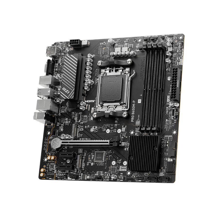 MSI PRO B650M-P - Motherboard - micro ATX - Socket AM5 - AMD B650 Chipsatz - USB 3.2 Gen 1, USB 3.2 Gen 2, USB-C 3.2 Gen