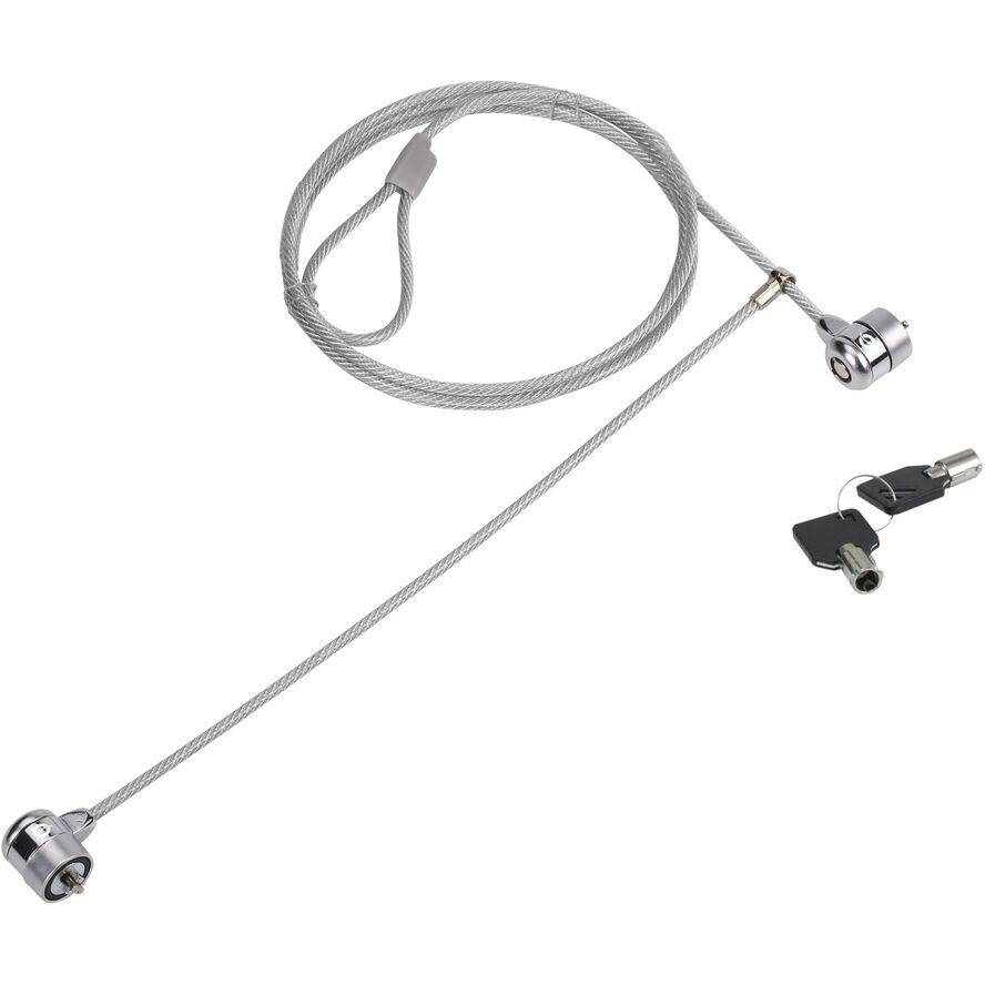 Conceptronic Doppel-Notebook-Schloss, Laptop-Kabelschloss mit 2 Schlössern, 1,5 Meter, 1,5 m, 2 Schlüssel, Silber