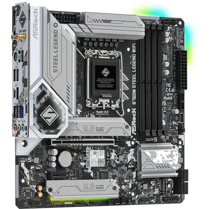 ASRock B760M Steel Legend WiFi Mainboard Sockel (PC) Intel® LGA 1700 Formfaktor (Details) Micro-ATX Mainboard-Chipsatz Intel® B760