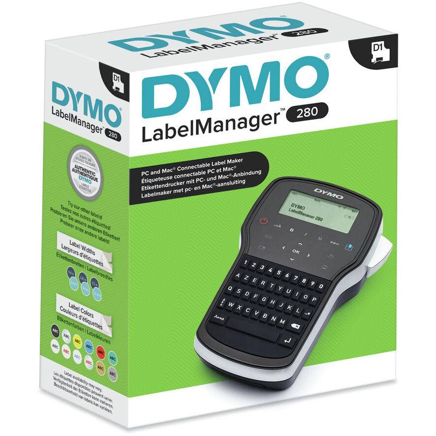 DYMO LabelManager 280 / FR-BE-CH Beschriftungsgerät Geeignet für Schriftband: D1 6 mm, 9 mm, 12 mm
