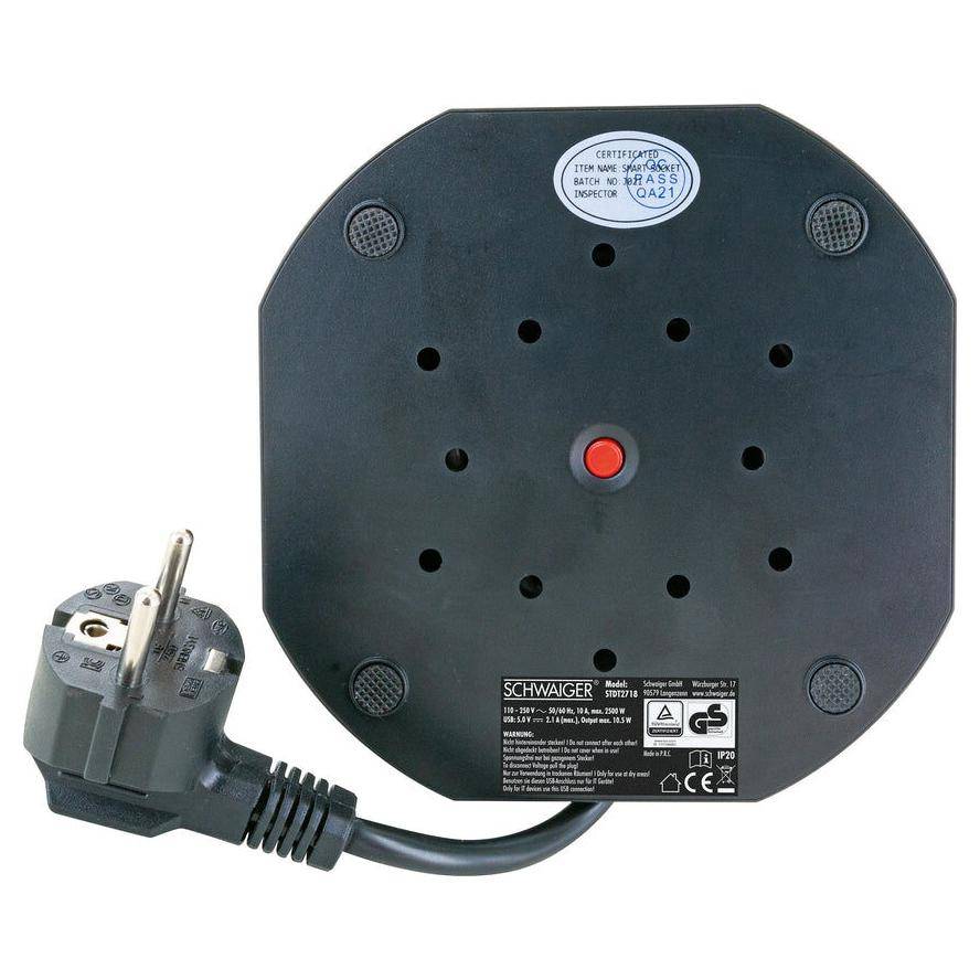 SCHWAIGER - Steckdosentower 7xSchuko+2x USB 1.8m