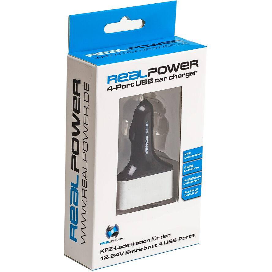 RealPower KFZ-Ladegerät 2400mA 4xUSB
