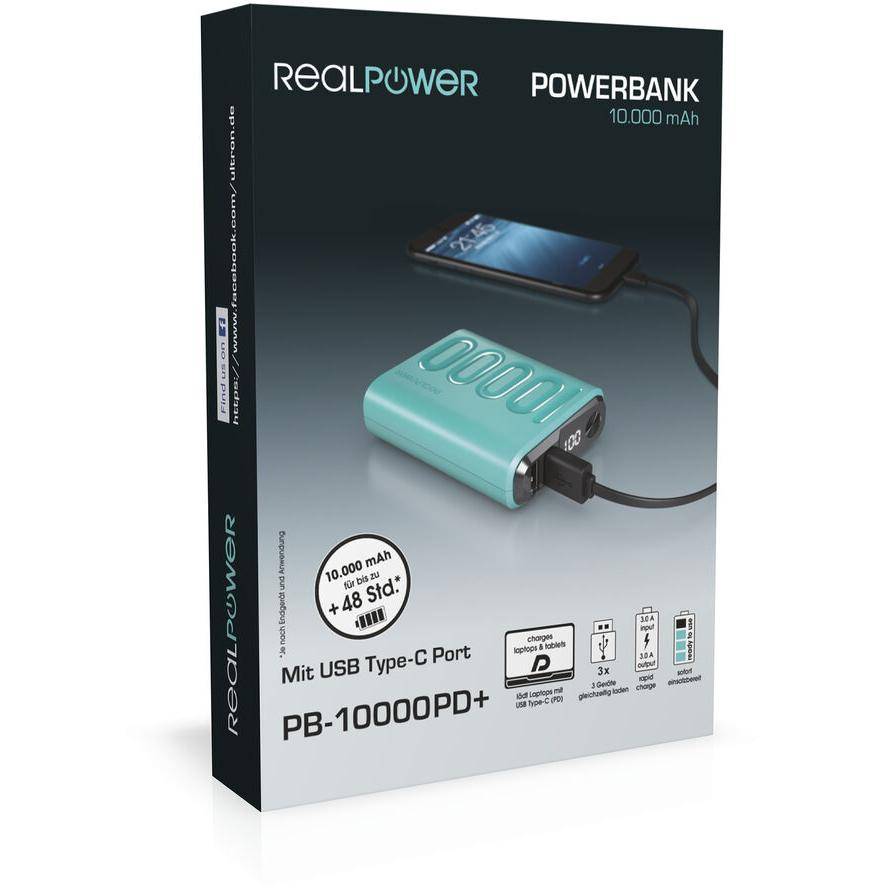 RealPower B-10000PD+ Nutopia, 10000 mAh, Blau