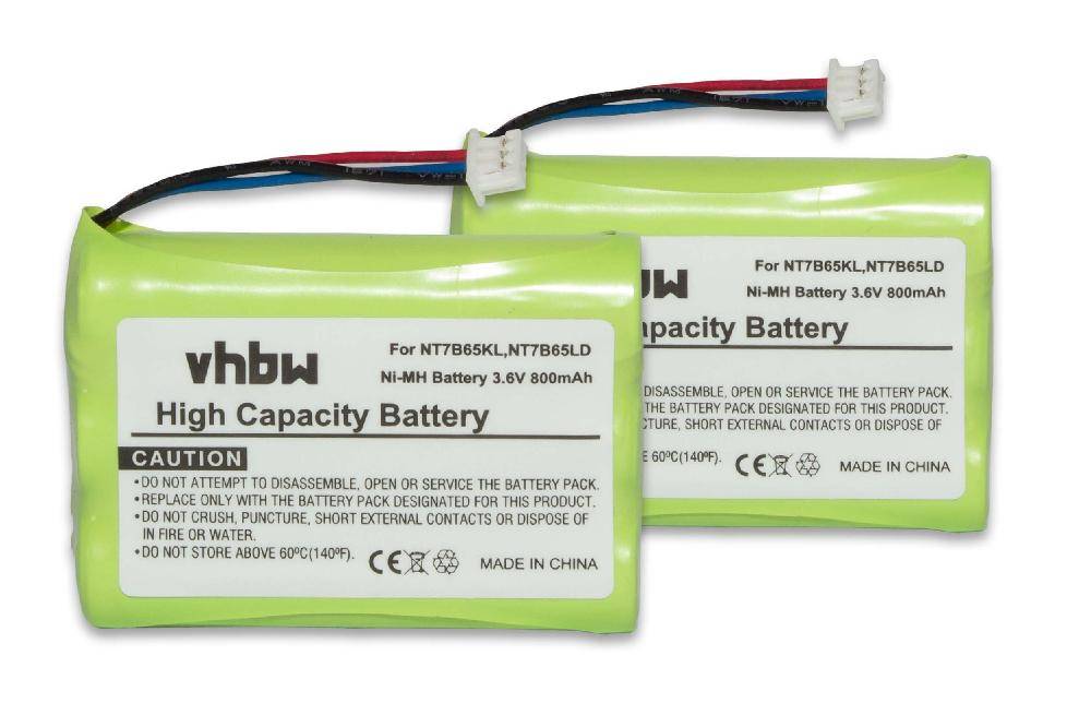 vhbw 2x Akku kompatibel mit TipTel T016, P11, DECT 500 schnurlos Festnetz Telefon (800 mAh, 3,6 V, NiMH)
