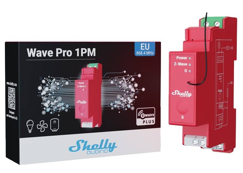 Shelly Shelly Qubino Wave PRO 1PM Hutschienenrelais Z-Wave