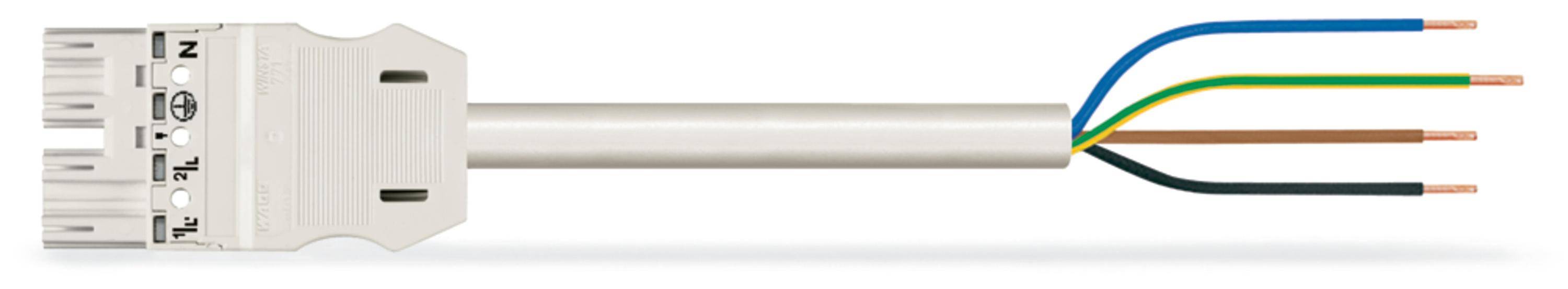 WAGO WINSTA MIDI Steckverbinder-System 3-5x4 mm² Anschlussleitung, Stecker - offenes Leitungsende, 4 polig, weiß