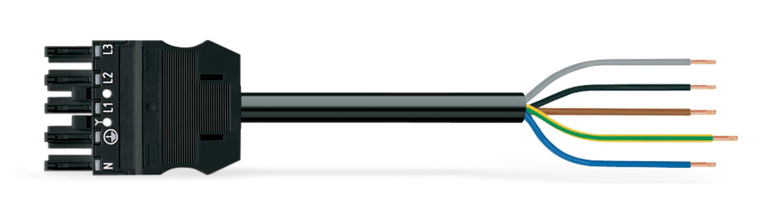 WAGO WINSTA MIDI Steckverbinder-System 3-5x4 mm² Anschlussleitung, Buchse - offenes Leitungsende, 5 polig, schwarz