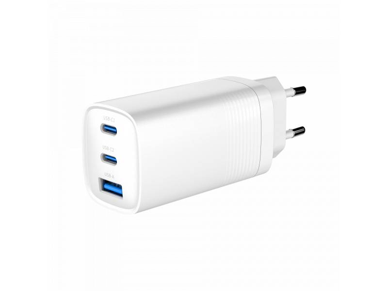 GEMBIRD - TA-UC-PDQC65-01-W 3-port 65 W GaN USB PowerDelivery fast charger