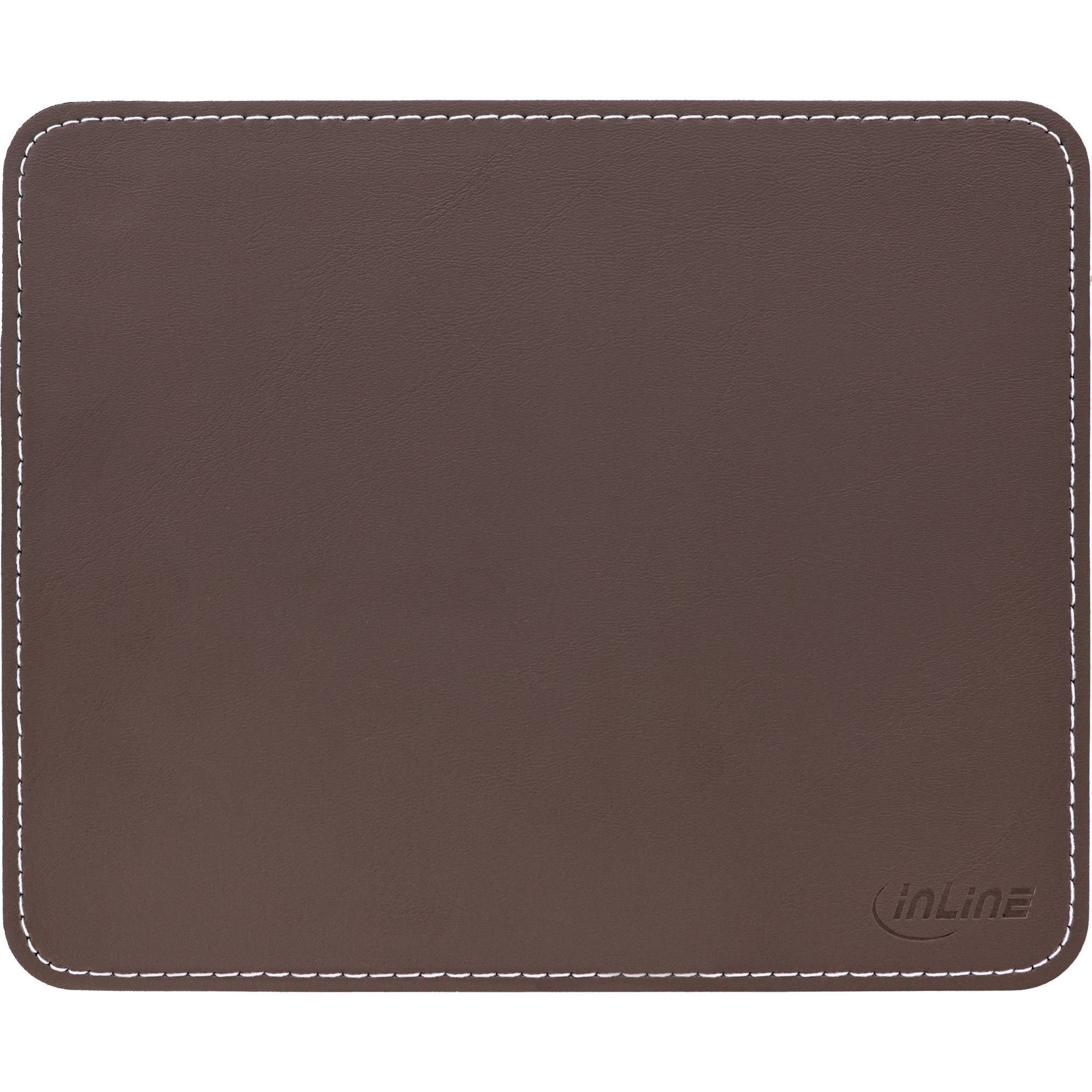 InLine® Maus-Pad Premium Kunstleder, 255x220x3mm, braun
