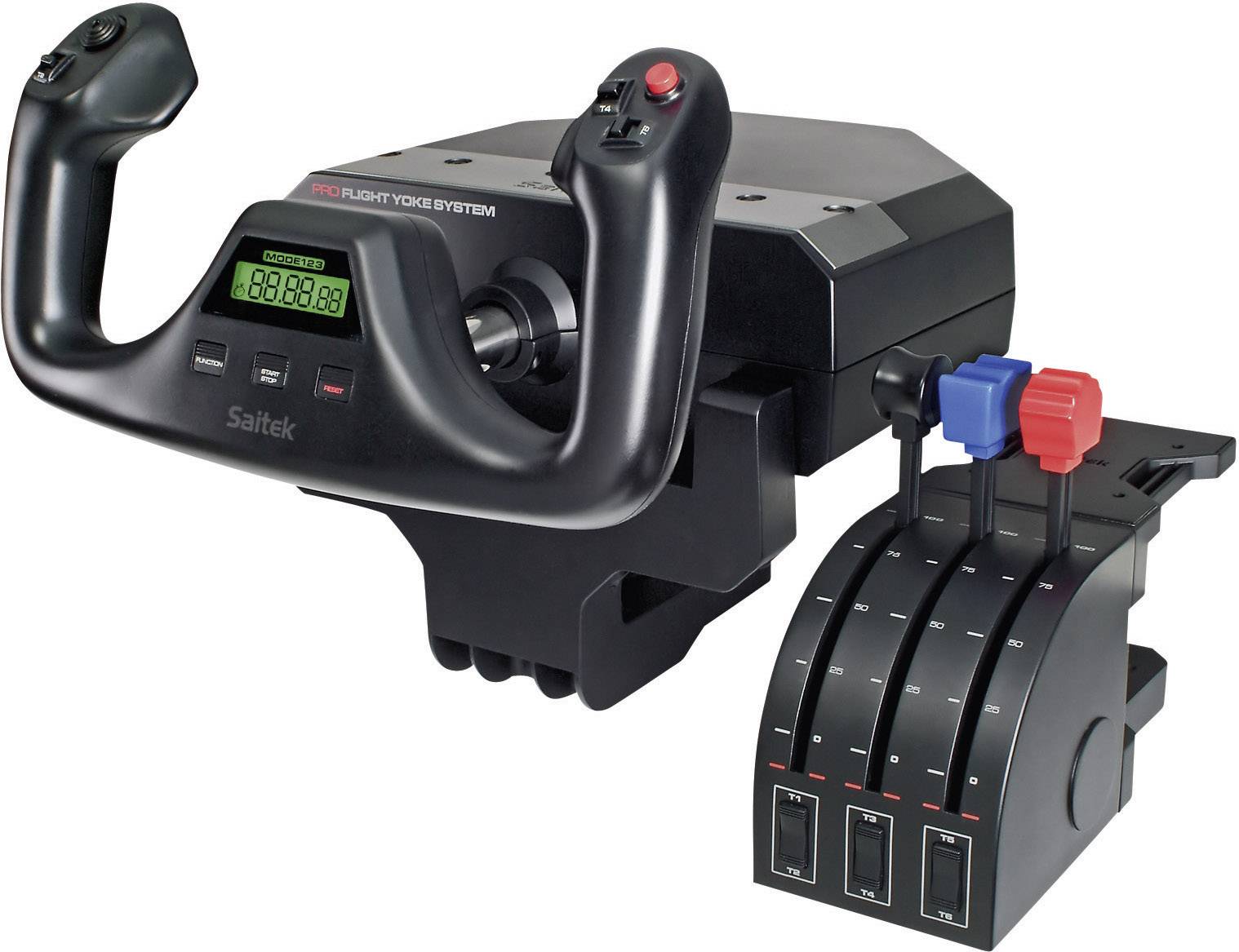 Saitek Logitech Gaming Pro Flight Yoke System PZ44 Flugsimulator-Steuerhorn USB PC Schwarz Schraubb