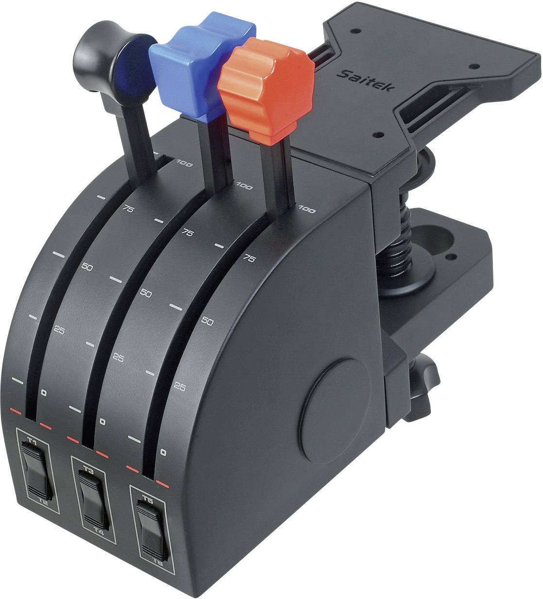 Logitech Gaming Saitek Pro Flight Throttle Quadrant PZ45 Flugsimulator-Controller USB PC Schwarz Schraubbefestigung