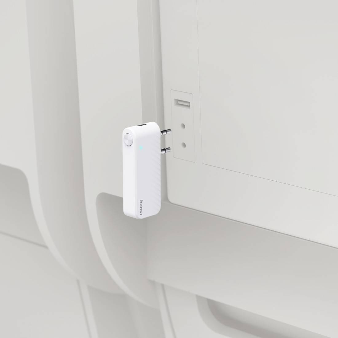 hama 00014171 Bluetooth®-Audio-Transmitter für Flugzeuge und universal, 10h, m. AUX, Weiß