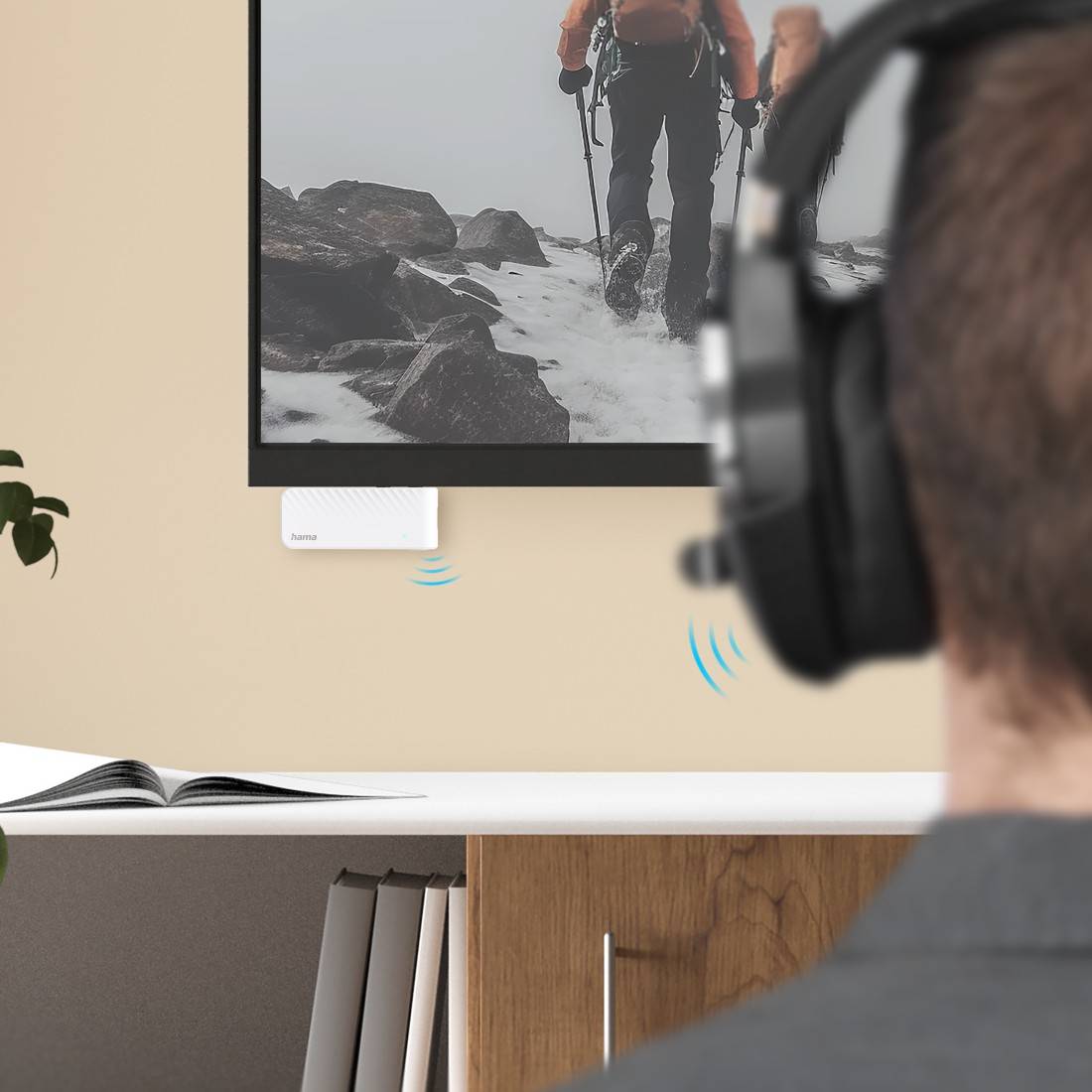 hama 00014171 Bluetooth®-Audio-Transmitter für Flugzeuge und universal, 10h, m. AUX, Weiß