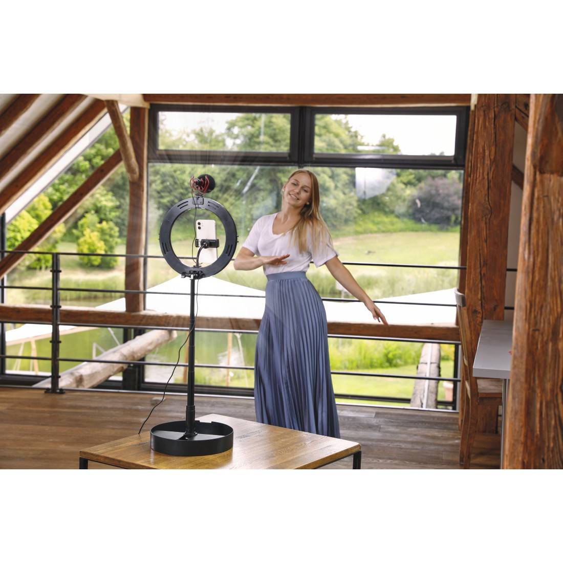hama 00004658 LED-Ringleuchte "SpotLight FoldUp 102 II", Set für Smartphones, faltbar