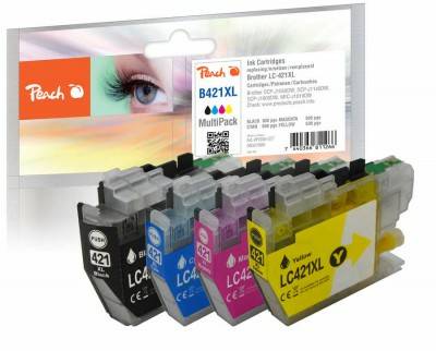 Peach PI500-377, Hohe (XL-) Ausbeute, Schwarz, Cyan, Magenta, Gelb, 15 ml, 10 ml, 4 Stück(e), Multipack