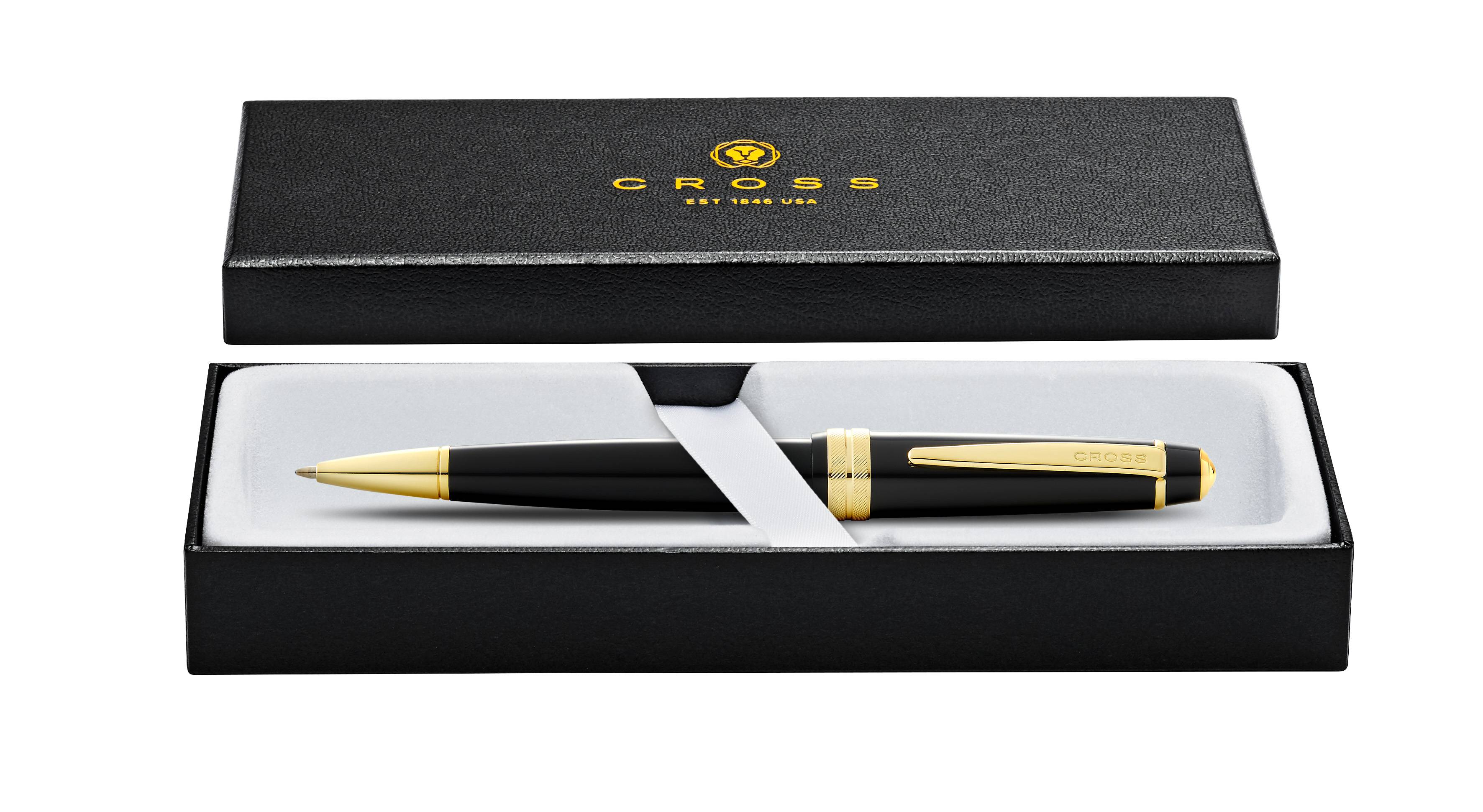Kugelschreiber Cross Bailey light Schwarz, Goldbeschläge in Geschenkbox