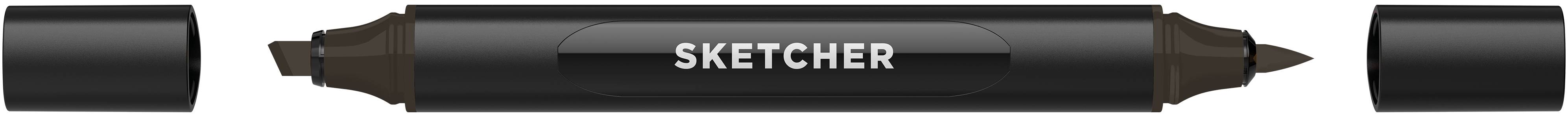 Twinmarker Sketcher brush+chisel WG595 warmgrau 6