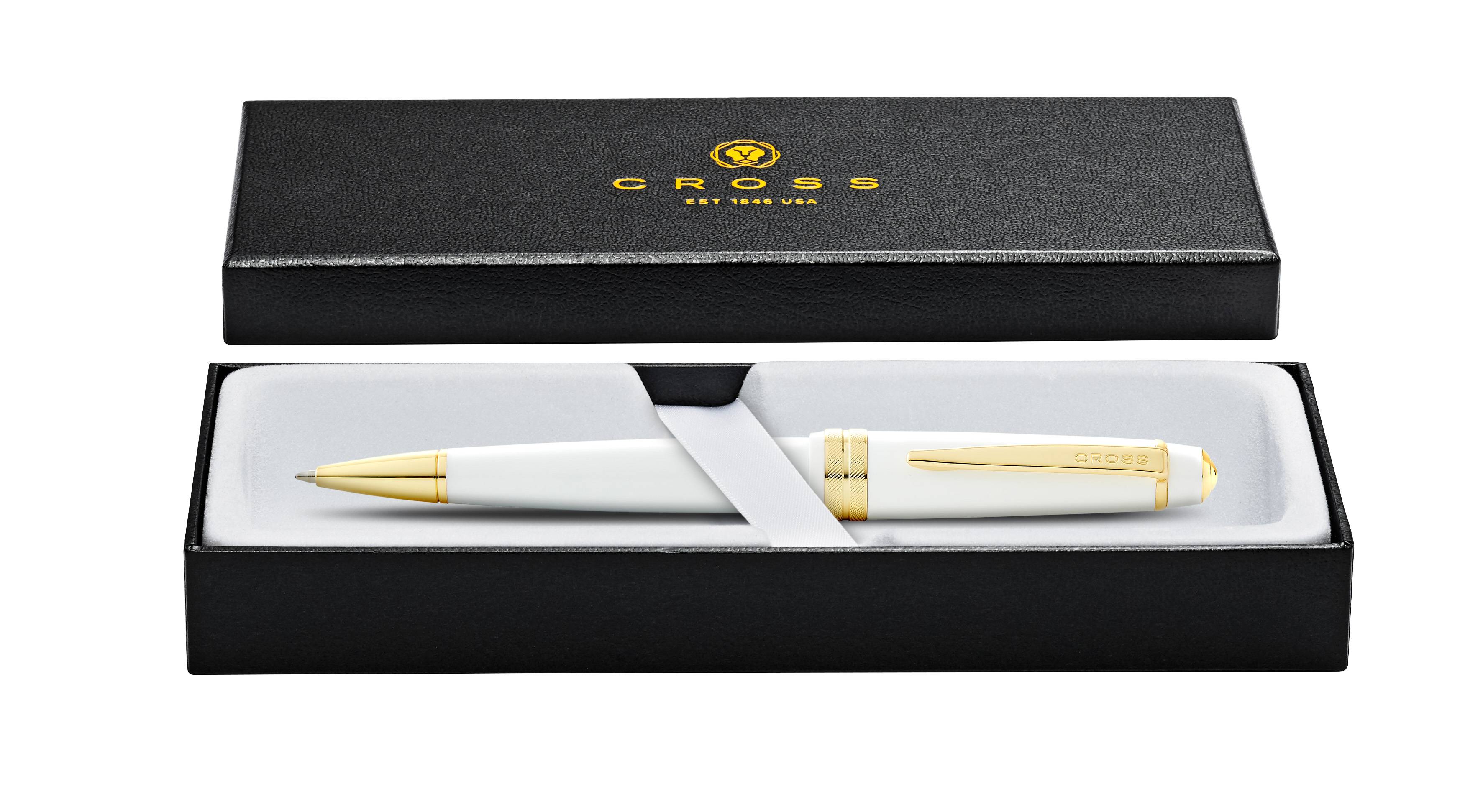 Kugelschreiber Cross Bailey light Weiß, Goldbeschläge in Geschenkbox