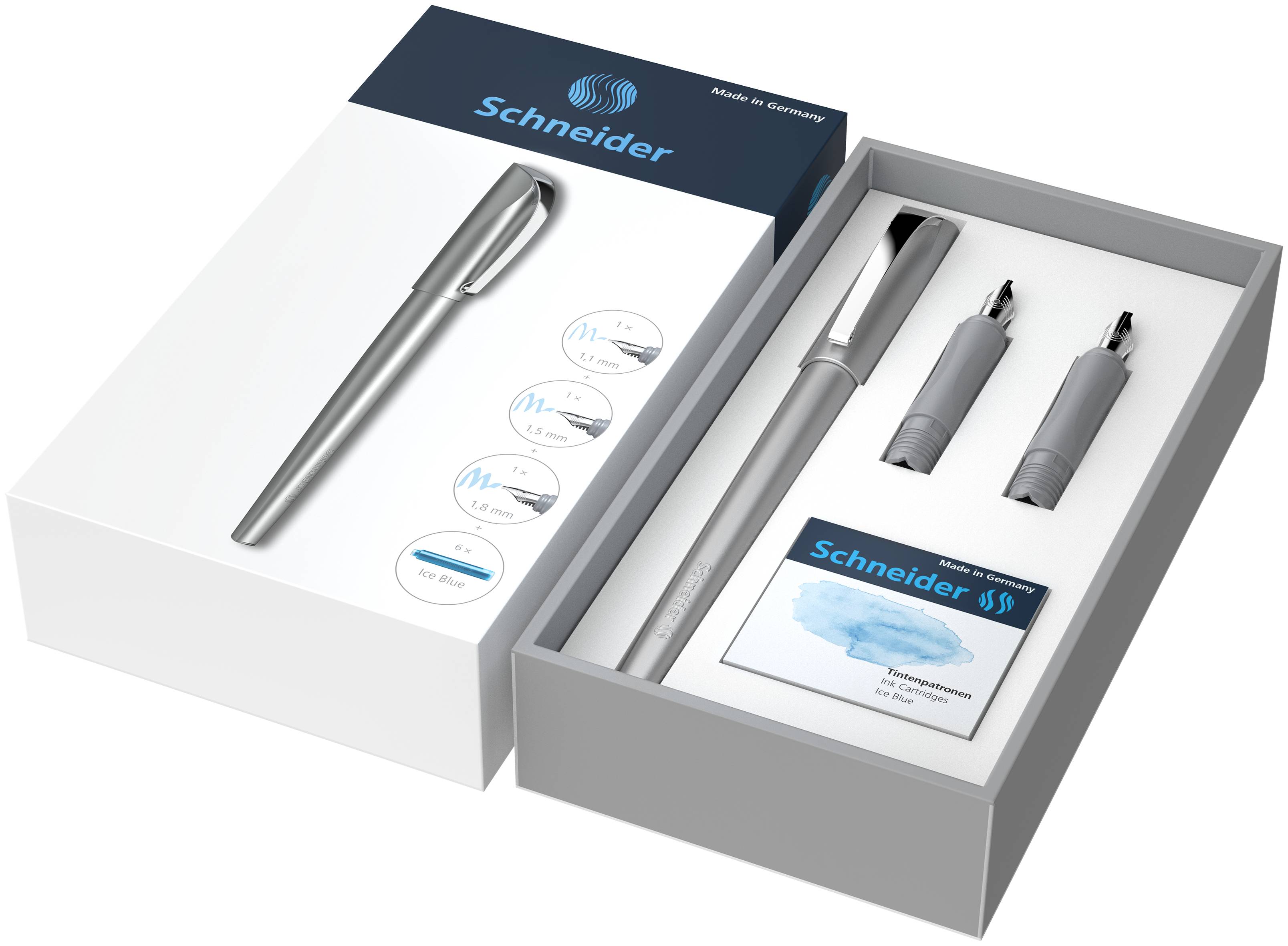 Schneider Schreibgeräte Callissima Gift Box, Anthrazit, Kartuschenfüllsystem, Zitrone (Farbe), Fein, Beidhändig, Geschen
