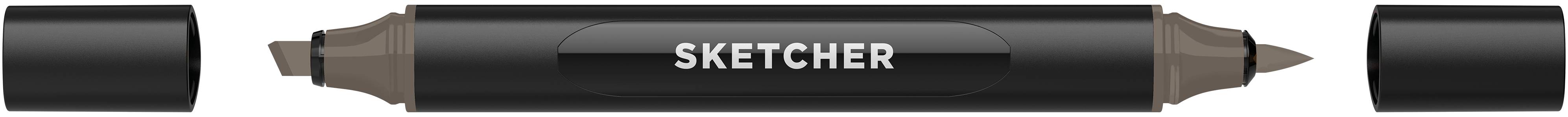 Twinmarker Sketcher brush+chisel WG585 warmgrau 4