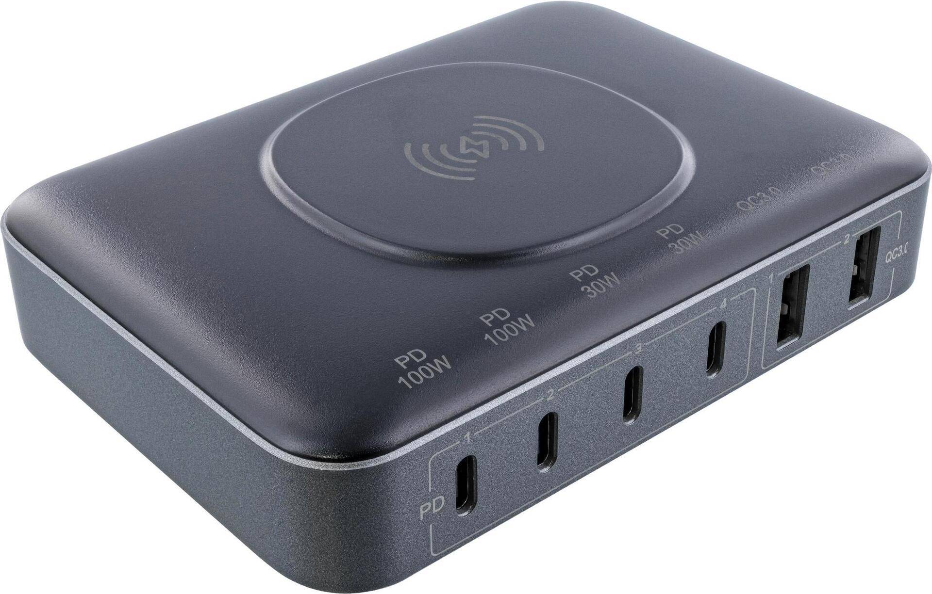 InLine Qi Powerstation Multiport - Netzteil - Ladegerät - Wireless charging - Sc