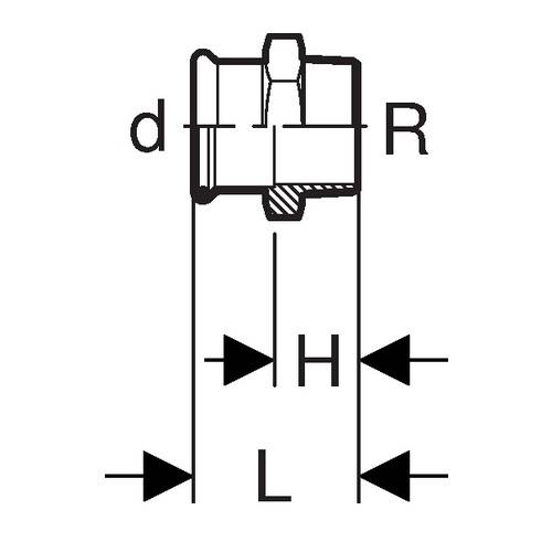 Geberit Übergangsfitting, Mapress Kupfer, Ø12mm × R1/2", Außengewinde, Kupfer, 1 Stk.