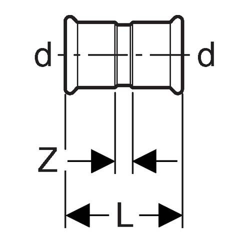 GEBERIT Mapress C-Stahl Muffe d54 verzinkt