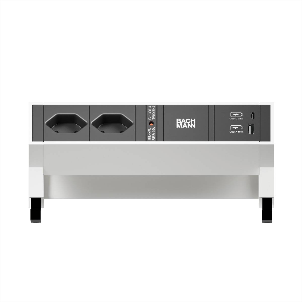 BACHMANN DESK2 2xCH 1xUSB A/C 22W, 0,2m GST18 RAL9010 Schweiz