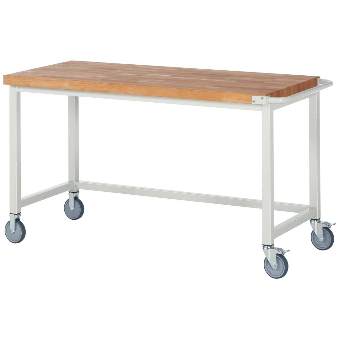 Fahrbare Werkbank - Modell 8000 BASIC, BxTxH 1500x700x880 mm, Buche-Massiv Arbeitsplatte 40 mm