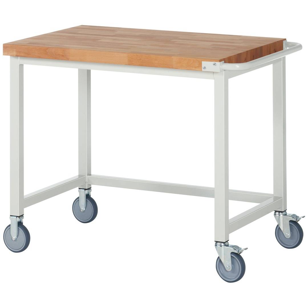 Fahrbare Werkbank - Modell 8000 BASIC, BxTxH 1000x700x880 mm, Buche-Massiv Arbeitsplatte 40 mm