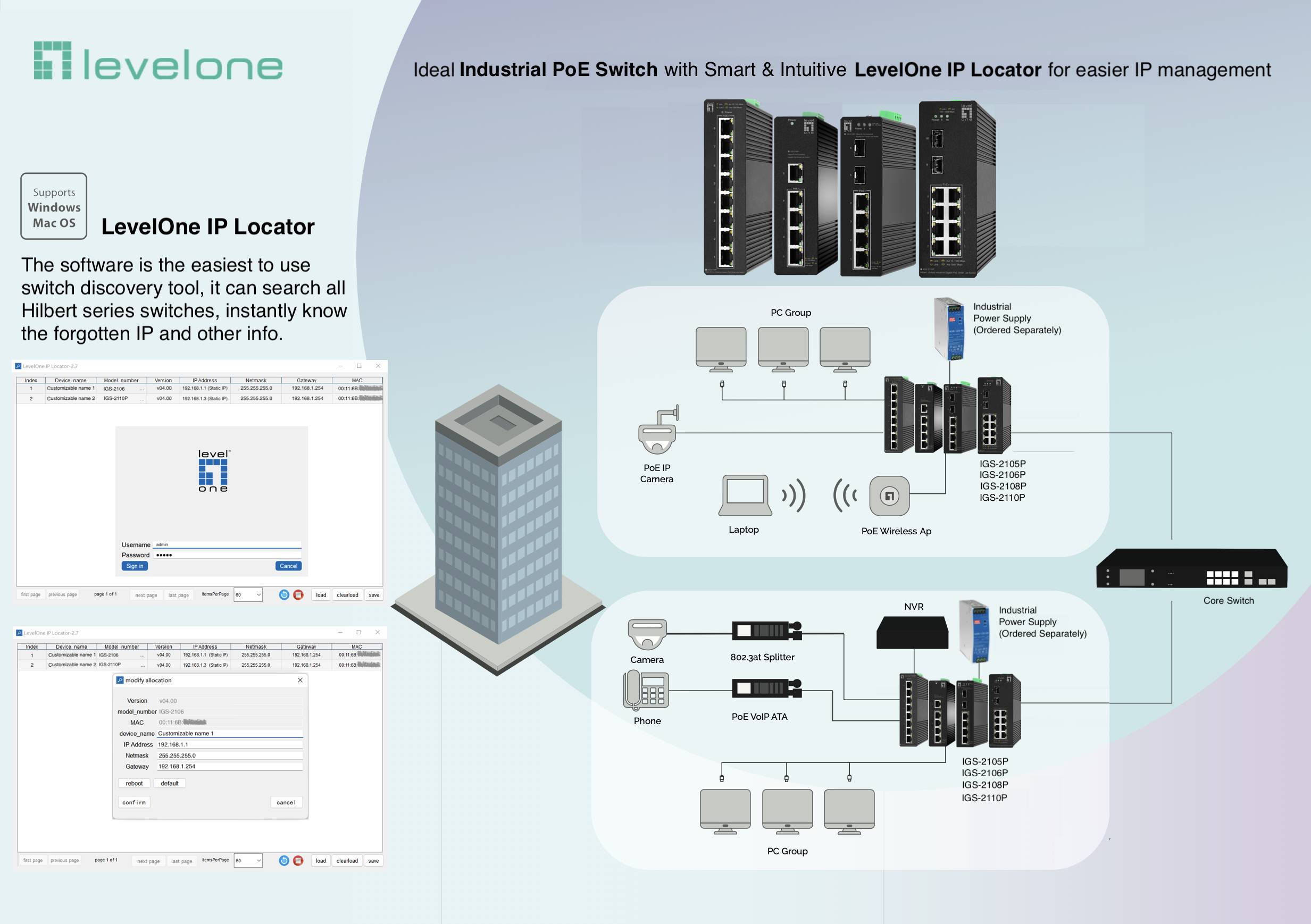 LEVELONE - Switch 5x GE IGS-2105P 4xPoE Outputs schwarz