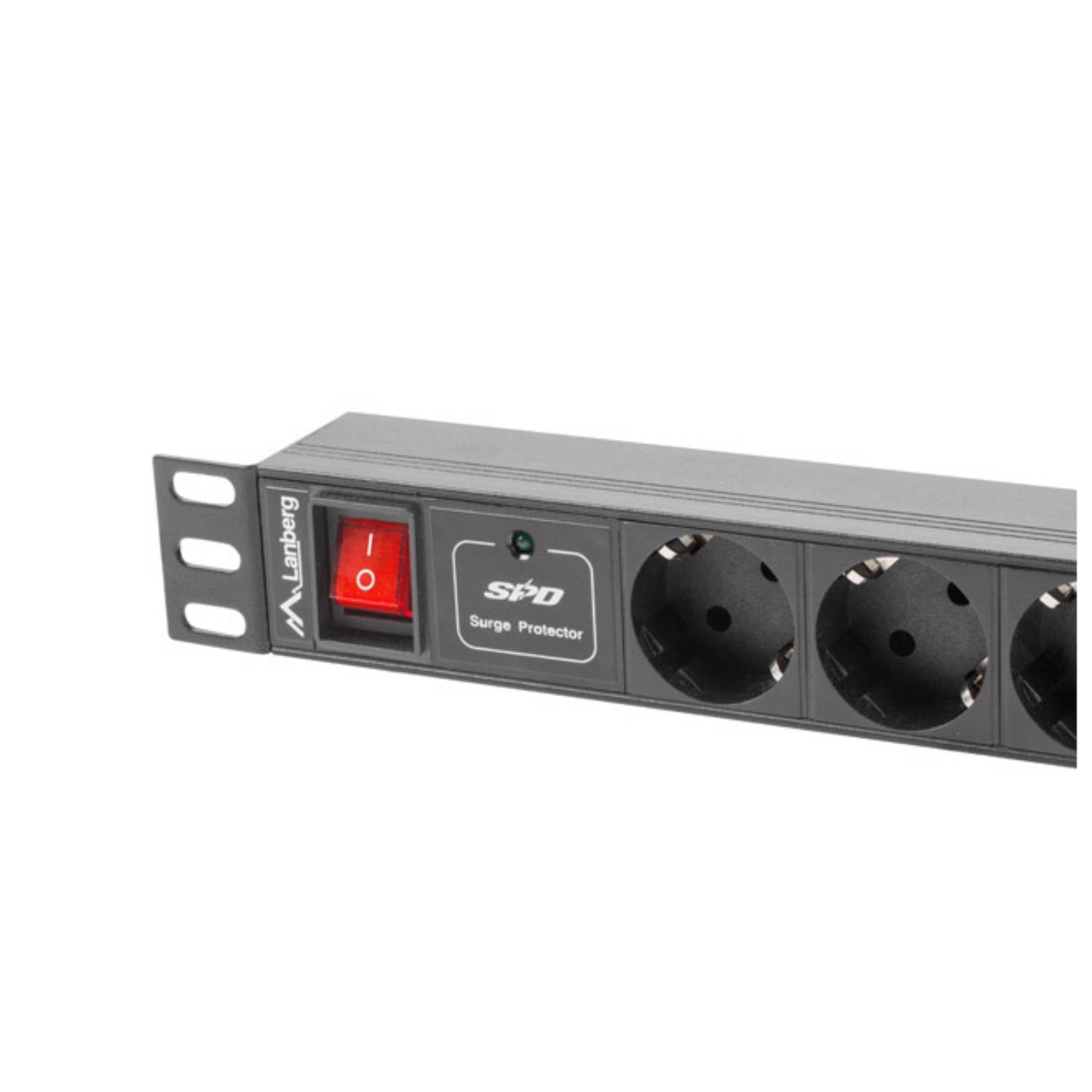 Lanberg PDU-07F-0200-BK, 1U, Horizontal, Schwarz, 7 AC-Ausgänge, Typ F, Aktivität