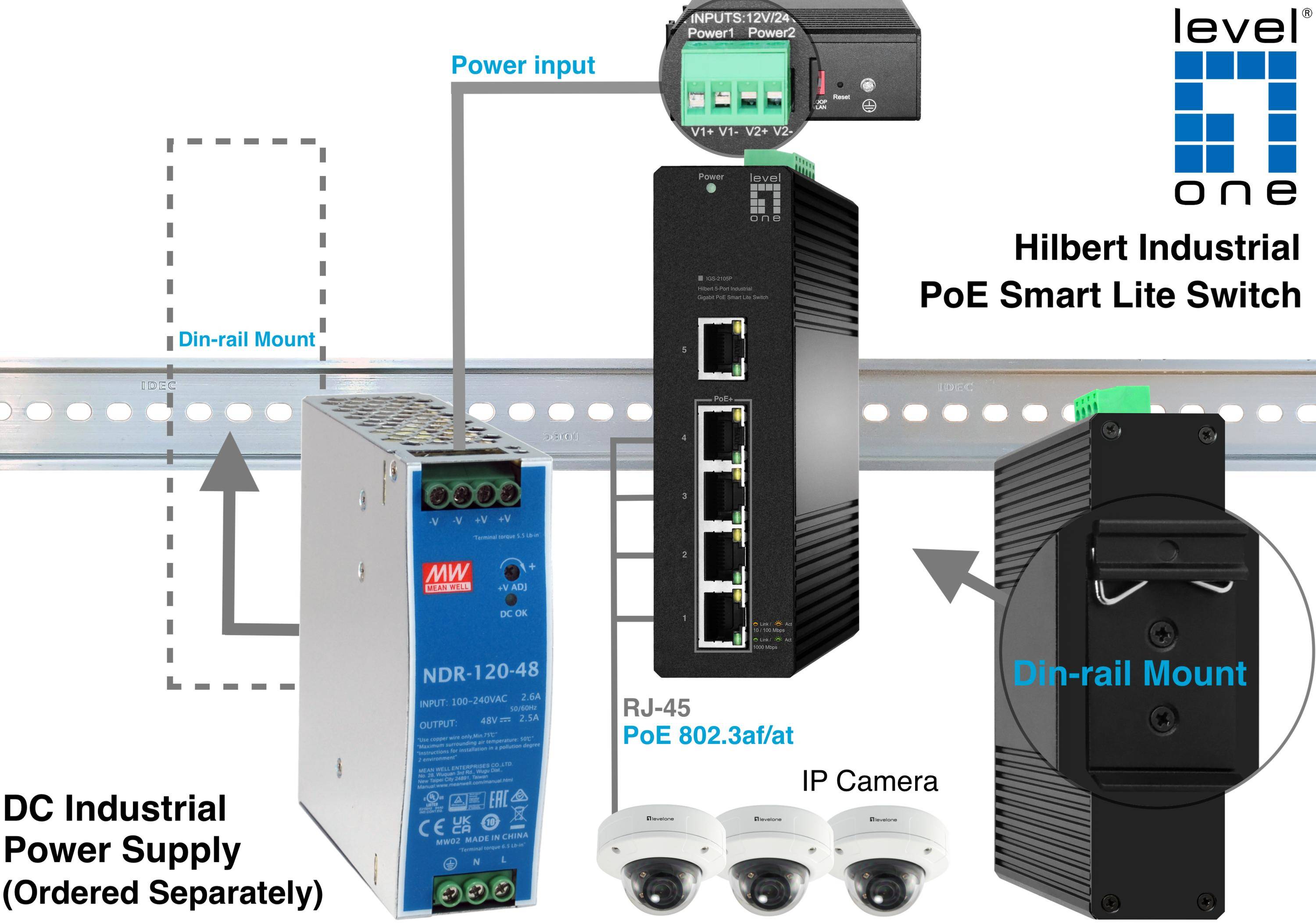 LEVELONE - Switch 5x GE IGS-2105P 4xPoE Outputs schwarz