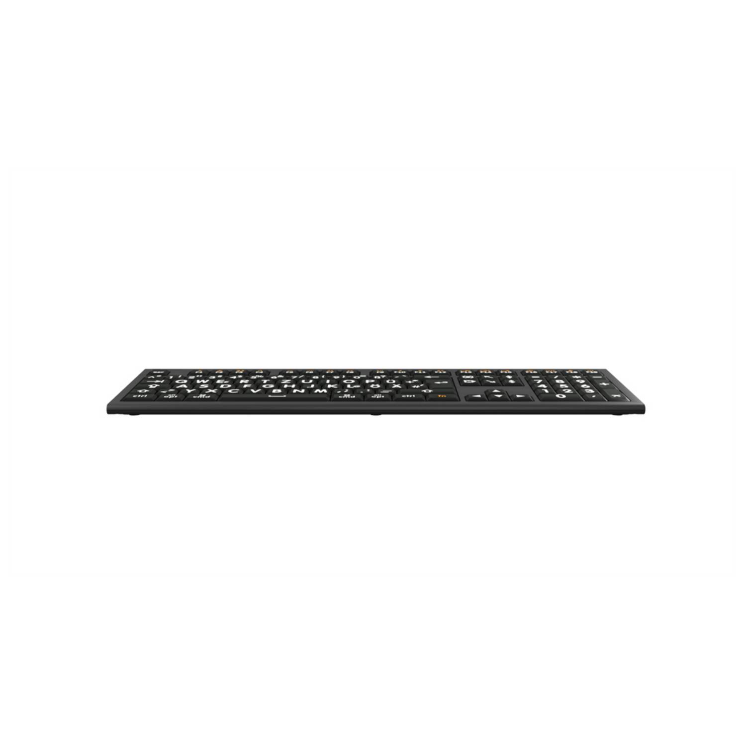 LogicKeyboard Mac Astra 2 Großdruck-Tastatur DE Hintergrundbeleuchtung, Weiß auf Schwarz