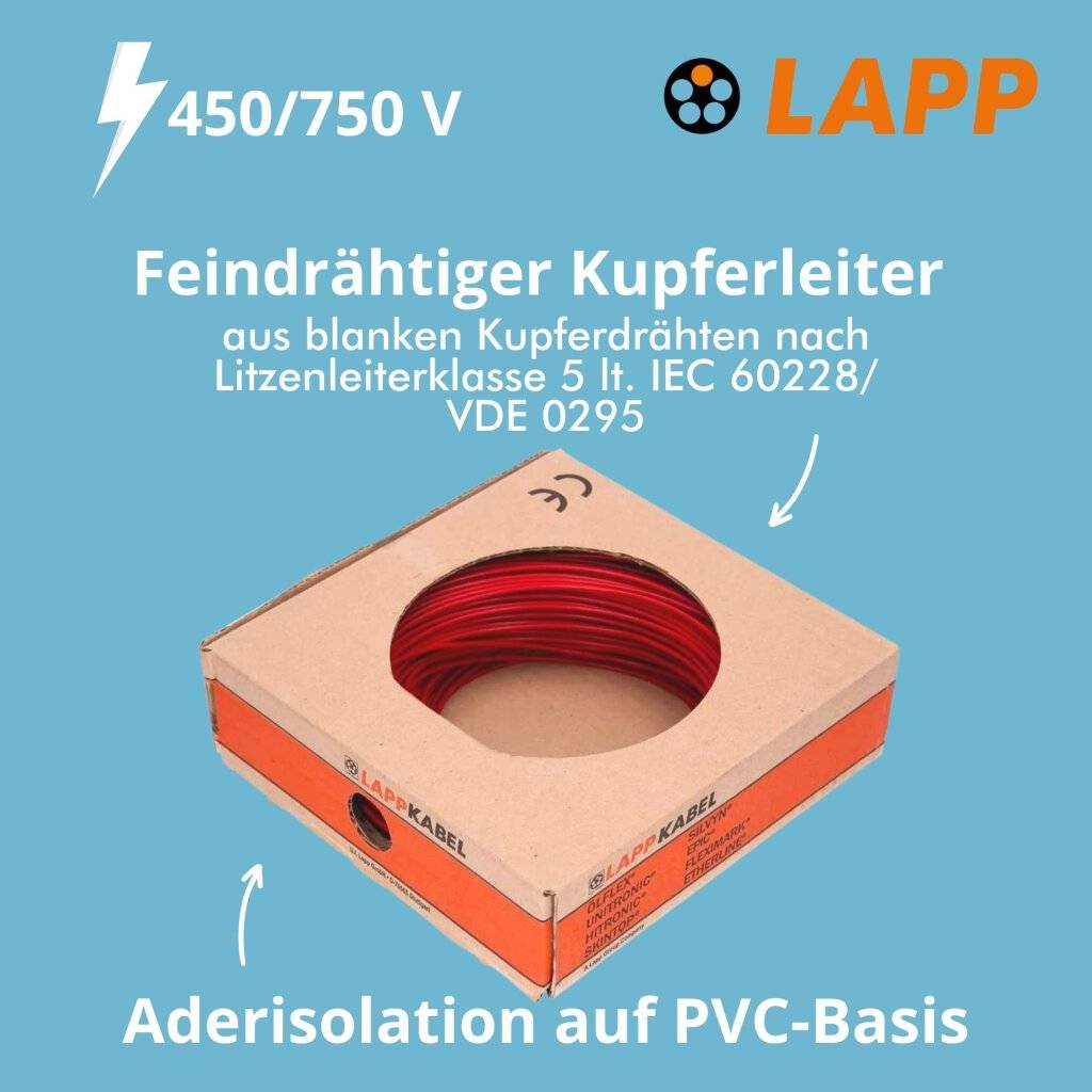 4520041 Litze H07V-K 1 x 1.50 mm² Rot 100 m