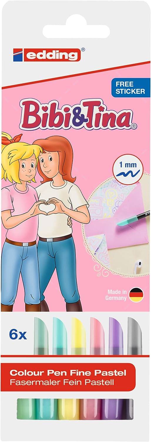 1200 Fasermaler Bibi & Tina - 1 mm 6er Etui sortiert Kunststoffetui.