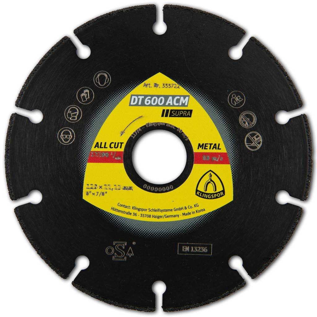 KLINGSPOR Diamanttrennscheibe DT 600 ACM 125x1,3x22,23mm 10 Segmente