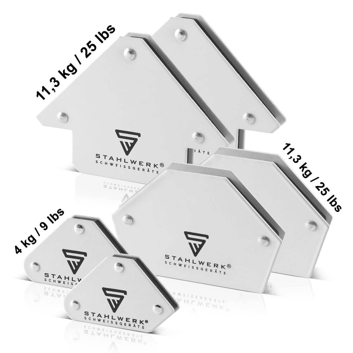 STAHLWERK 6 × Magnet-Schweißwinkel 30° x 45° x 60° x 75° x 90° x 135°, 2 x 4 kg