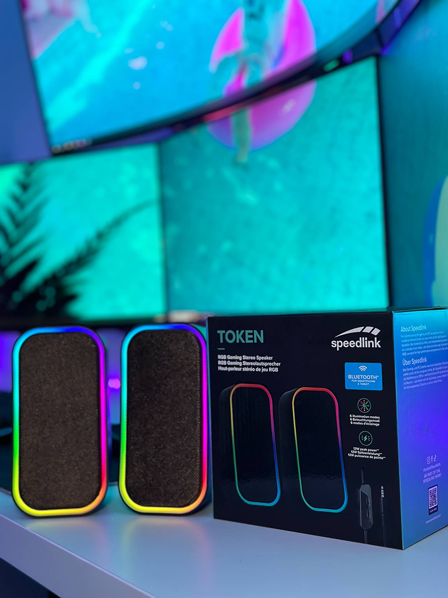 SPEEDLINK Token RGB - Lautsprecher - für PC - 2.0-Kanal - kabellos - Bluetooth - 3 Watt - 6 Watt (Gesamt)